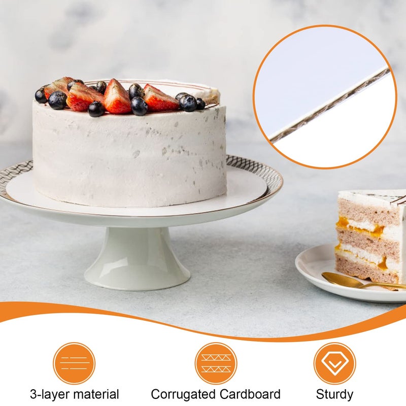 ZENOWICK 36-Packs Cake Boards 8 Inch Round  Cake Boards White Cake Board Rounds  White Cake Circles Rounds Base Food-Grade Cardboard Cake Plate For Displaying Cakes  Bread  Desserts(Thin And Strong) - Image 3