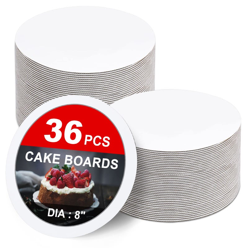 ZENOWICK 36-Packs Cake Boards 8 Inch Round  Cake Boards White Cake Board Rounds  White Cake Circles Rounds Base Food-Grade Cardboard Cake Plate For Displaying Cakes  Bread  Desserts(Thin And Strong) - Image 1