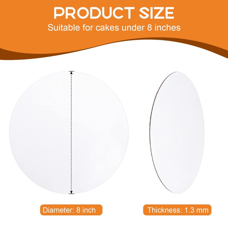 ZENOWICK 36-Packs Cake Boards 8 Inch Round  Cake Boards White Cake Board Rounds  White Cake Circles Rounds Base Food-Grade Cardboard Cake Plate For Displaying Cakes  Bread  Desserts(Thin And Strong) - Image 2