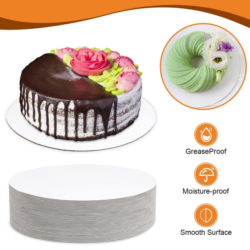 ZENOWICK 36-Packs Cake Boards 8 Inch Round  Cake Boards White Cake Board Rounds  White Cake Circles Rounds Base Food-Grade Cardboard Cake Plate For Displaying Cakes  Bread  Desserts(Thin And Strong) - Image 4