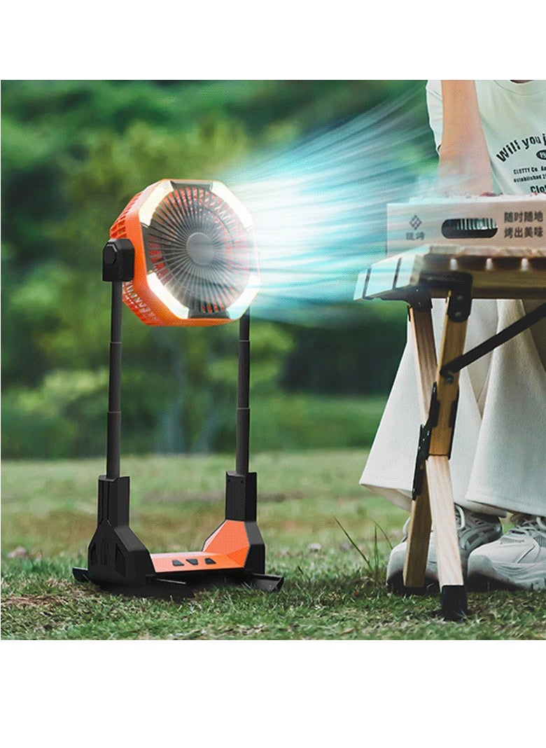 Aramu Folding retractable charging fan, 8000mah battery life of up to 12 hours, short charging time, suitable for camping, family, fishing, hiking, barbecue, adjustable  - Image 2