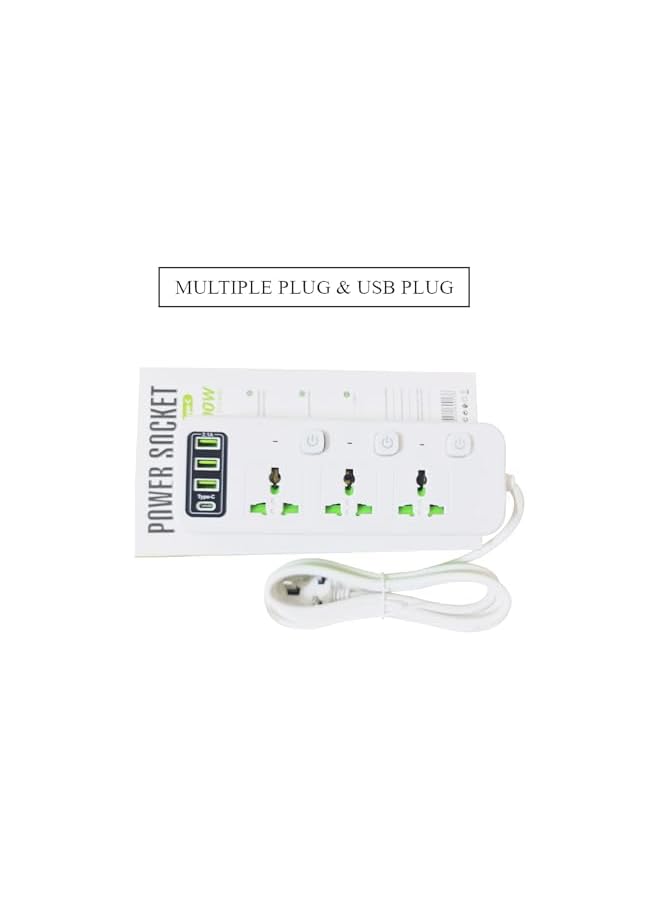 promass Power Strip Extension Cord with 3 Outlets – Heavy-Duty, Surge Protector, Flat Plug, 6-Foot Cord, Overload Protection, UL Listed, Ideal for Home and Office Use - Image 3