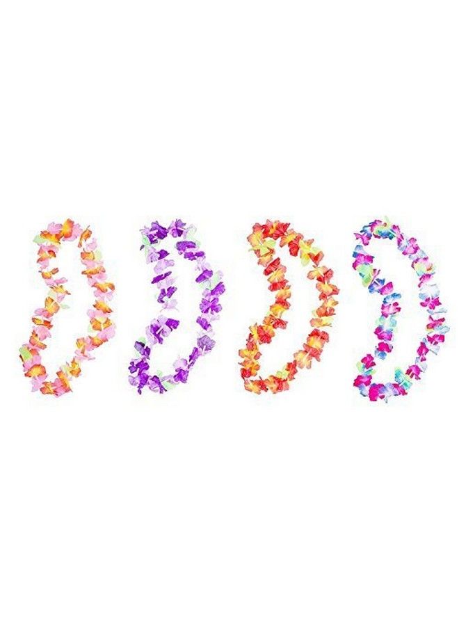 Super Z Outlet Hawaiian Ruffled Colorful Luau Silk Flower Leis Necklaces For Island Theme Party (12 Pack)  - Image 1