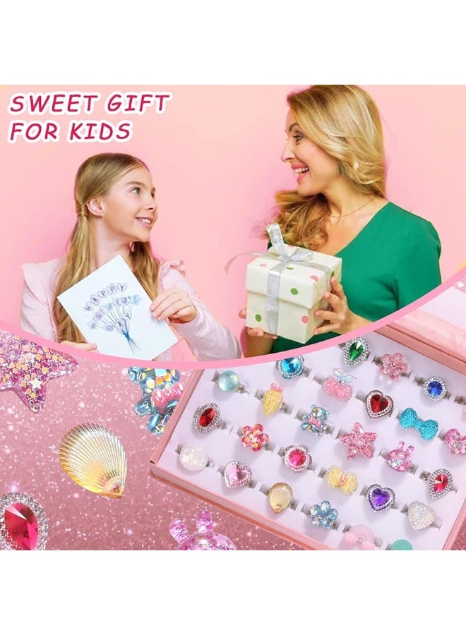 PinkSheep Little Girl Jewel Rings in Box, Adjustable, No duplication, Girl Pretend Play and Dress Up Rings (30 Jewel Ring) - Image 4