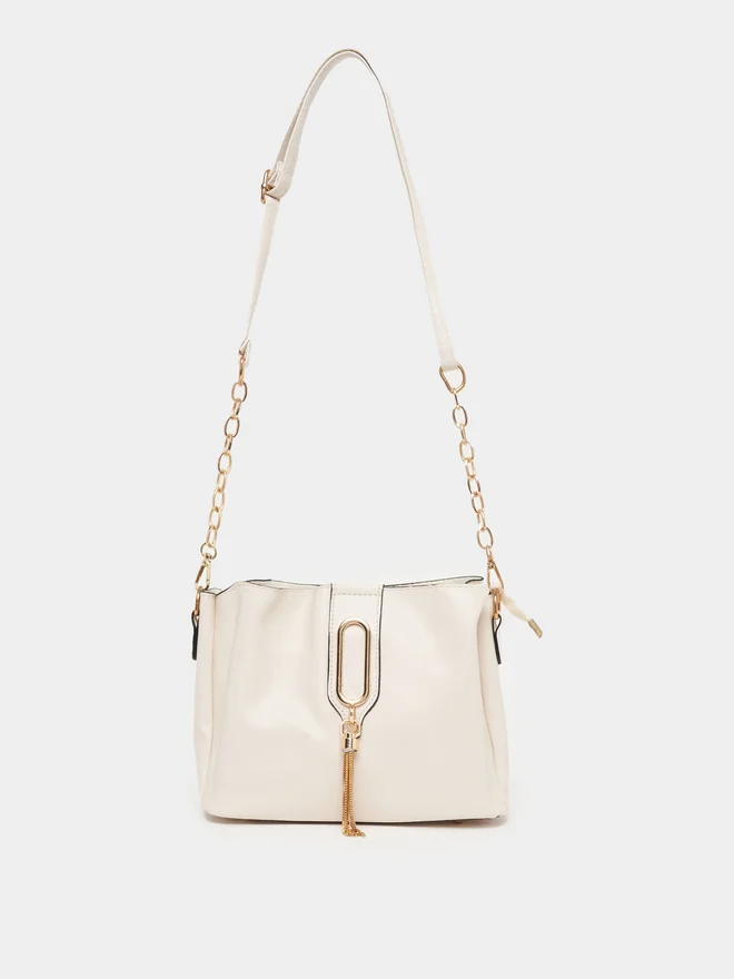 Styli Styli Metal Tassel Shoulder Bag with Chain Strap