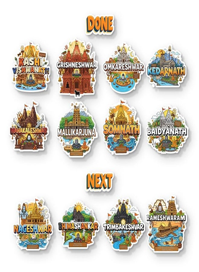 inultimate All 12 Jyotirlinga Fridge Magnet - Glossy Print, 4mm Thick, Stylish Magnet for Fridge, Wardrobe & Metal Surfaces | with Done & Next Fridge Magnet - Image 1