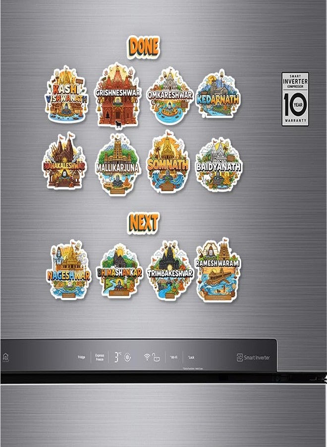 inultimate All 12 Jyotirlinga Fridge Magnet - Glossy Print, 4mm Thick, Stylish Magnet for Fridge, Wardrobe & Metal Surfaces | with Done & Next Fridge Magnet - Image 3