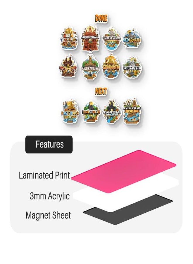 inultimate All 12 Jyotirlinga Fridge Magnet - Glossy Print, 4mm Thick, Stylish Magnet for Fridge, Wardrobe & Metal Surfaces | with Done & Next Fridge Magnet - Image 4