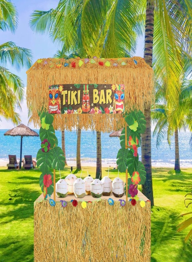 Timisea Tiki Bar Hut Party Decoration,Tiki Bar Kit Includes Reusable Tiki Bar,Portable Outdoor Tiki Bar Decor with LED Lights for Summer Party, Luau Party Decorations - Image 4