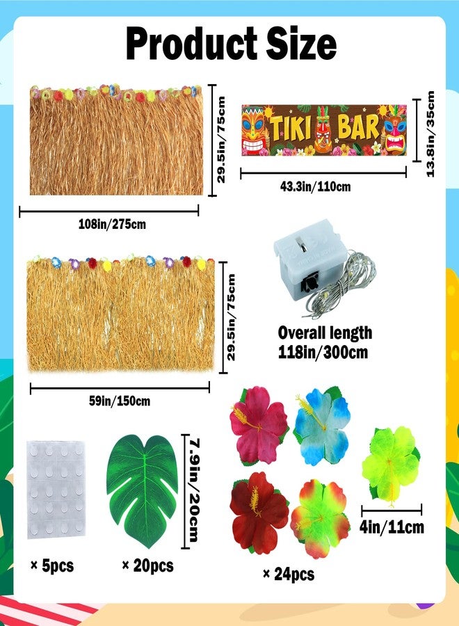 Timisea Tiki Bar Hut Party Decoration,Tiki Bar Kit Includes Reusable Tiki Bar,Portable Outdoor Tiki Bar Decor with LED Lights for Summer Party, Luau Party Decorations - Image 2