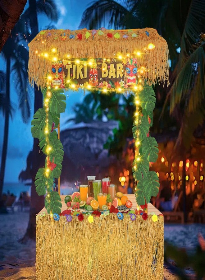 Timisea Tiki Bar Hut Party Decoration,Tiki Bar Kit Includes Reusable Tiki Bar,Portable Outdoor Tiki Bar Decor with LED Lights for Summer Party, Luau Party Decorations - Image 1