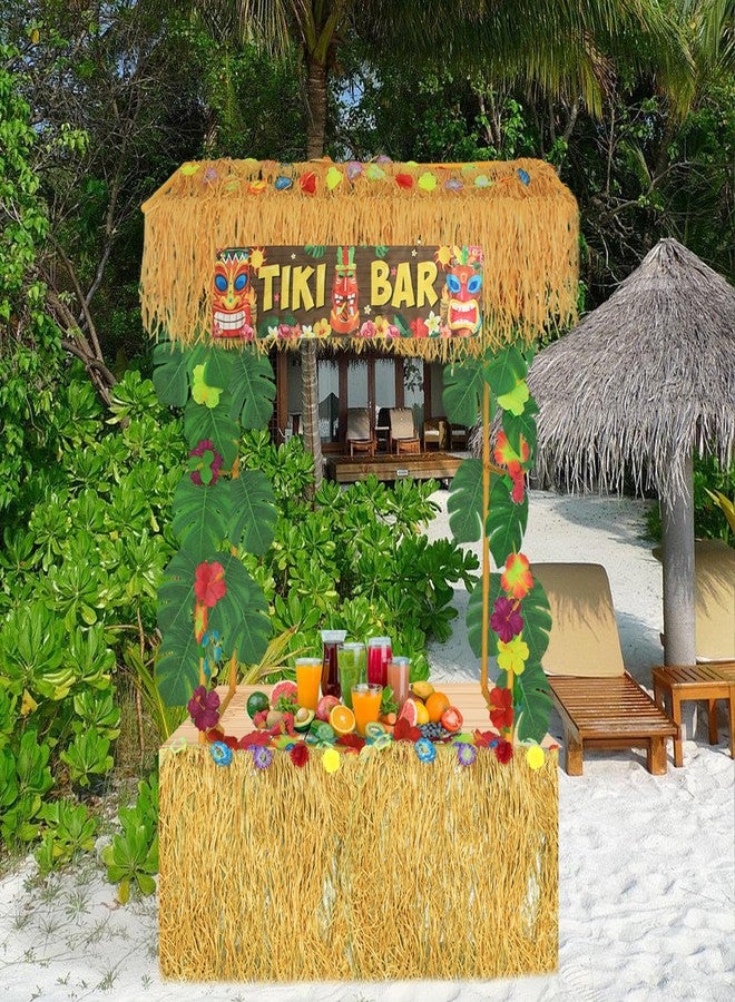 Timisea Tiki Bar Hut Party Decoration,Tiki Bar Kit Includes Reusable Tiki Bar,Portable Outdoor Tiki Bar Decor with LED Lights for Summer Party, Luau Party Decorations - Image 5