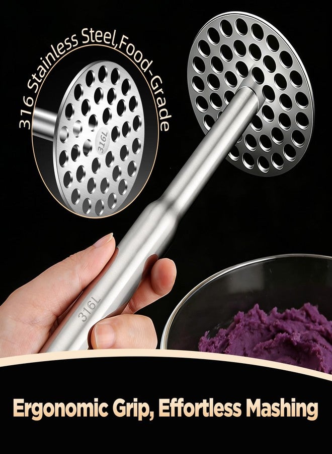 VEOOK Heavy-Duty Potato Masher with Reinforced Thick Handle, Stainless Steel Smasher Kitchen Tool for Mashing Potatoes, Pumpkin, Avocado & Fruits(PM-01) - Image 3