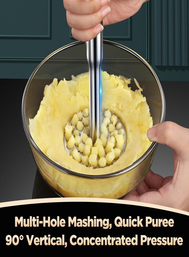 VEOOK Heavy-Duty Potato Masher with Reinforced Thick Handle, Stainless Steel Smasher Kitchen Tool for Mashing Potatoes, Pumpkin, Avocado & Fruits(PM-01) - Image 2