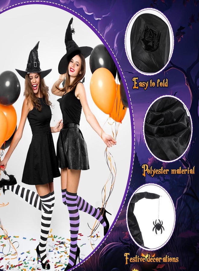 Geyoga 6 Pcs Halloween Witch Costume Accessories Including 3 Over Knee Striped Socks and 3 Halloween Witch Hats for Women Adult Gothic Cosplay Costume - Image 4