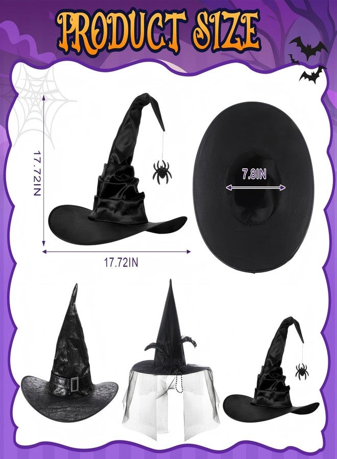 Geyoga 6 Pcs Halloween Witch Costume Accessories Including 3 Over Knee Striped Socks and 3 Halloween Witch Hats for Women Adult Gothic Cosplay Costume - Image 2