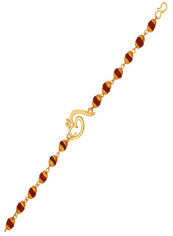 Mahi سوار راخي ديني للرجال مطلي بالذهب من ماهي، مزين برمز أوم الإلهي رودراكش (BR1100420G) - Image 3