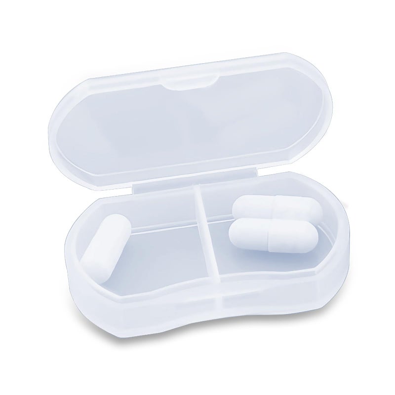 INVODA Pill Case for Purse Small Pill Organizer Portable Travel Daily Pill Containers AM & PM Mini Pill Box Vitamin, Fish Oil, Supplement Holder (1 PCS, White) - Image 1