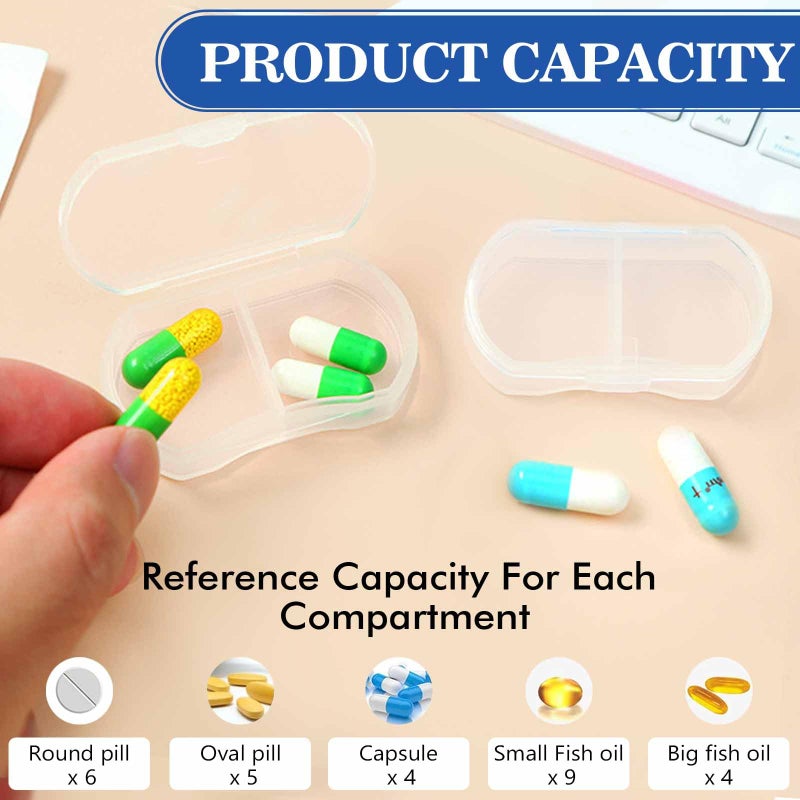 INVODA Pill Case for Purse Small Pill Organizer Portable Travel Daily Pill Containers AM & PM Mini Pill Box Vitamin, Fish Oil, Supplement Holder (1 PCS, White) - Image 5