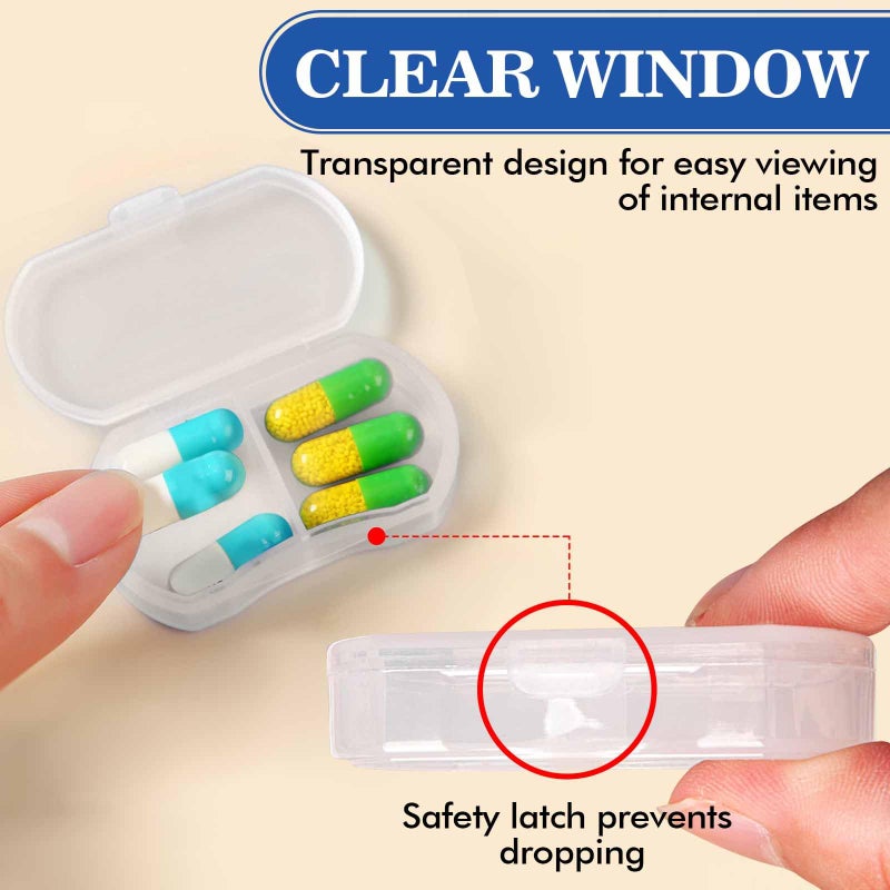 INVODA Pill Case for Purse Small Pill Organizer Portable Travel Daily Pill Containers AM & PM Mini Pill Box Vitamin, Fish Oil, Supplement Holder (1 PCS, White) - Image 3