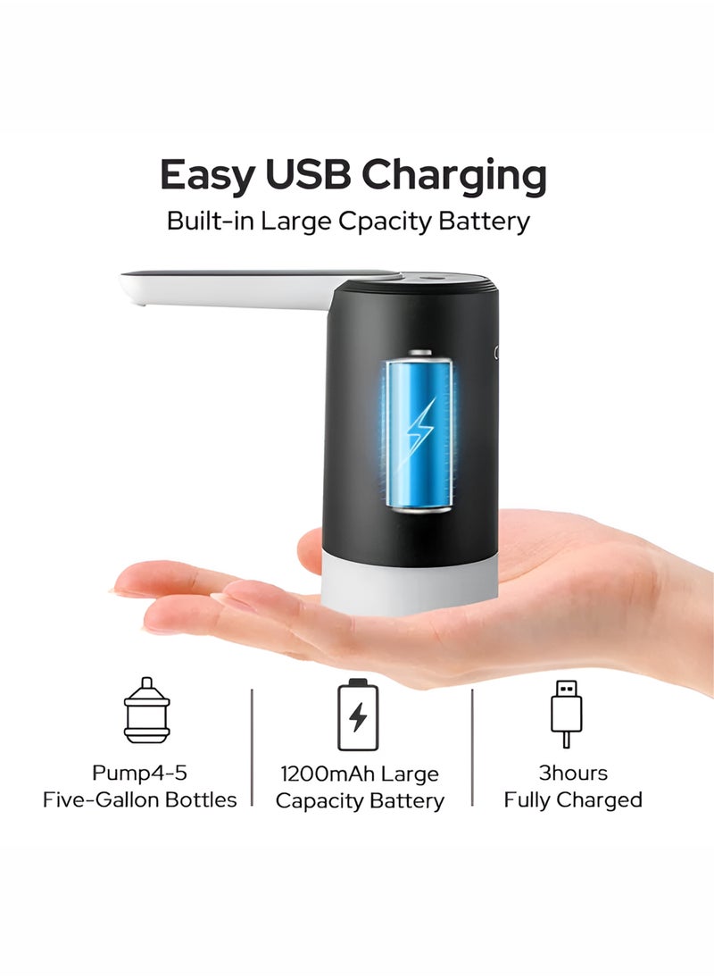 Toshionics - Automatic Water Dispenser Pump for 20 Liter Bottles USB Rechargeable Electric Water Pump with Removable Spout One-Touch Operation Portable Water Dispenser for Home Office Kitchen Camping and Travel Universal Fit for 5-Gallon Water Jugs - Image 1