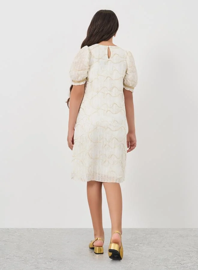 Styli Embroidered Shift Dress