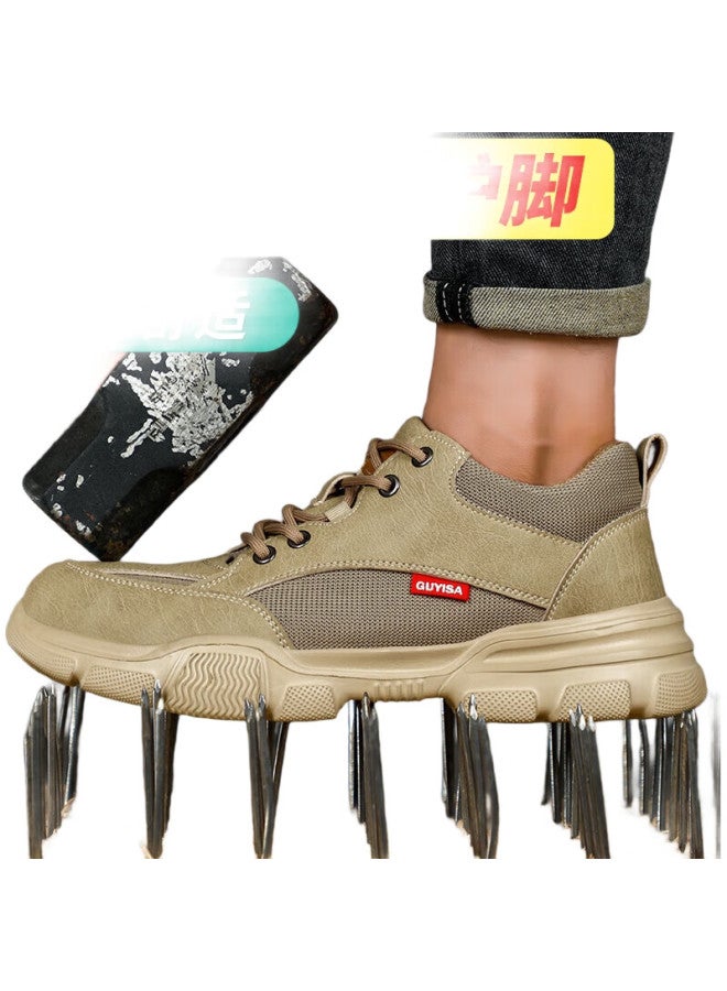 JUNBU Safety Shoes For Men With Steel Toe Cap, Anti-Smashing, Anti-Puncture, Ultra-Light, Breathable, Soft-Soled, Safety Work Site Functional Shoes 1115F Size 40 - Image 1