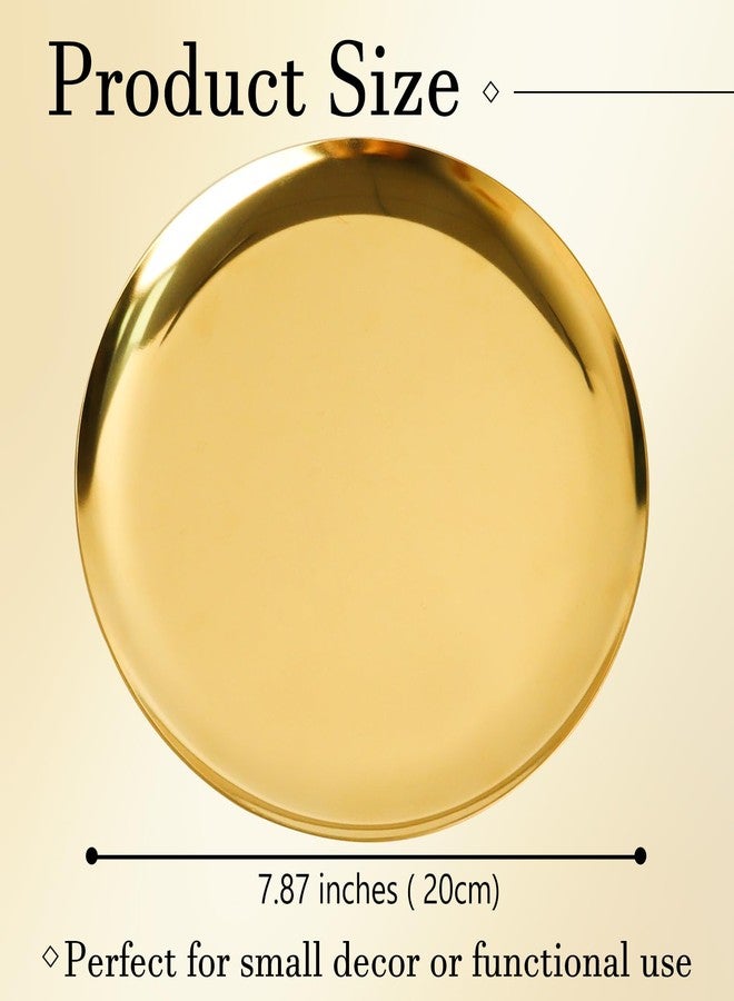 HAPY SHOP Gold Tray 7.87 inch Stainless Steel Golden Jewelry Dish Decorative Plate Round Tray Candle Plate for Decor - Image 2