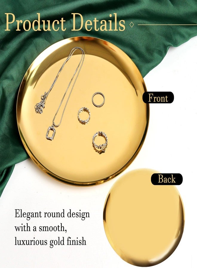 HAPY SHOP Gold Tray 7.87 inch Stainless Steel Golden Jewelry Dish Decorative Plate Round Tray Candle Plate for Decor - Image 3