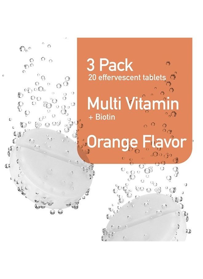 Swiss Energy - by Dr. Frei Multivitamins + Biotin, Supplement with Vitamins C, E, B1, B2 B6, B12, A, and D3, 3-Pack, 60 Effervescent Tablets - Image 1