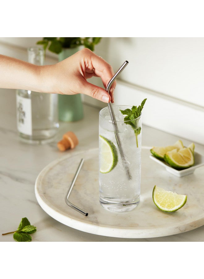 True Sippy Stainless Steel Cocktail Straws, Reusable Metal Straws, Dishwasher Safe, 8 Inch, Set of 4, Silver - Image 4