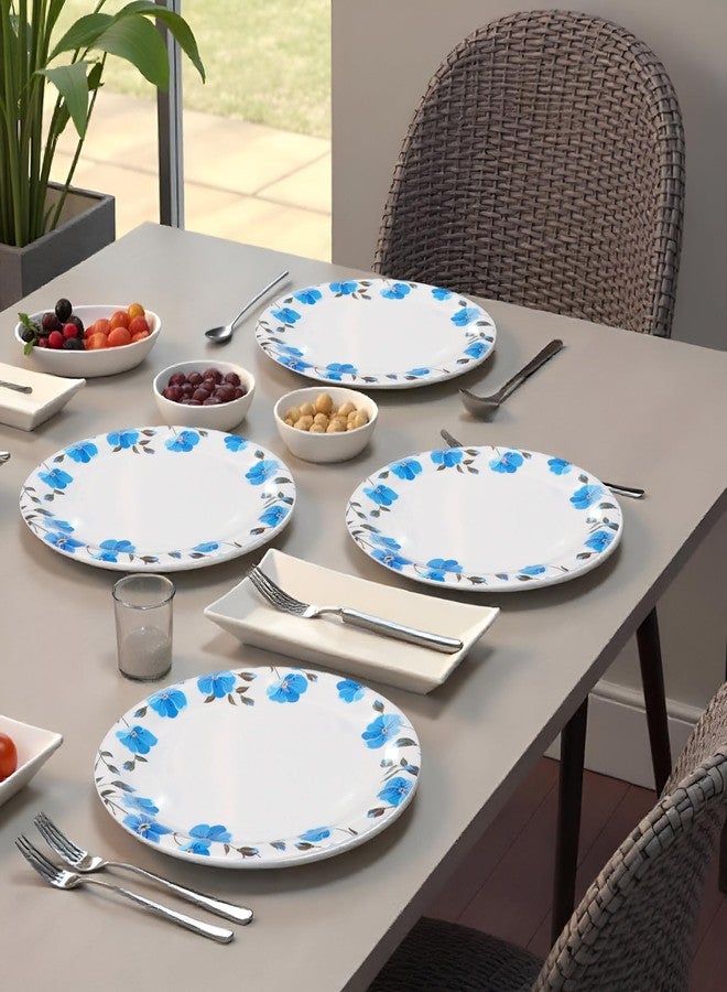 Ariya 11 Inch Round Melamine Dinner Plates Set of 4 | Blue Blossom Border Unbreakable Dinner Plates| Heavy Duty, Stain Resistant & Dishwasher Safe Plates | Reusable Serving Plates for Home, Restaurant - Image 5