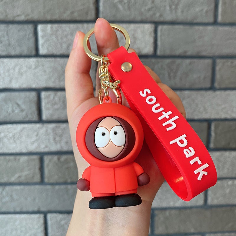 South Park keychain American band South Park silicone doll pendant car bag ornaments gift Kenny Red Riding Hood