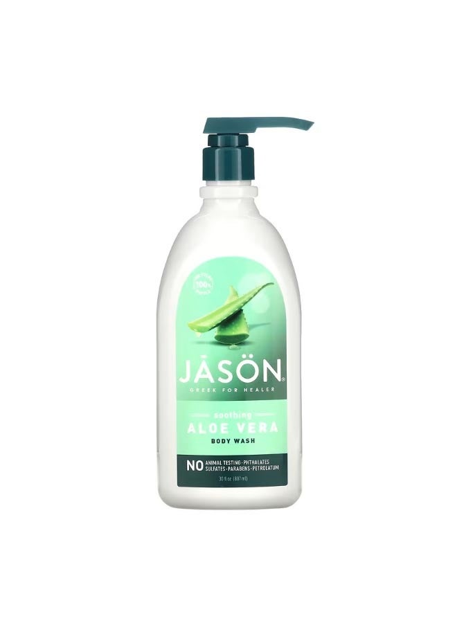 جيسون ناتشورال Body Wash Soothing Aloe Vera 30 fl oz 887 ml  - Image 1