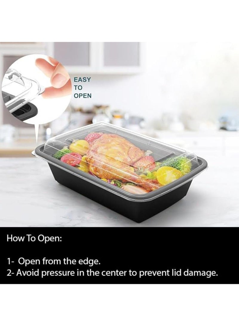 مارك [150 عبوة] | حاويات تحضير الوجبات بأغطية سعة 32 أونصة | حاويات تخزين المواد الغذائية البلاستيكية ذات 3 أقسام | حاوية طعام خالية من مادة BPA | صناديق الغداء للبالغين - Image 5