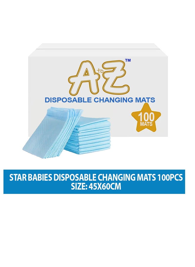 A TO Z A to Z - Disposable Changing Mat size (45cm x 60cm) Large- Premium Quality for Baby Soft Ultra Absorbent Waterproof - Pack of 100 - Blue  - Image 2