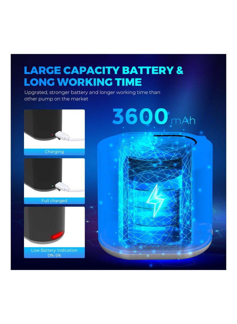 Mini Portable Electric Air Pump for Inflatables with Camping Light, 3600mAh USB Rechargeable Battery, Ideal for Pool Floats, Mattresses, Swimming Rings, and Vacuum Bags (Includes 8 Nozzles) - Image 3