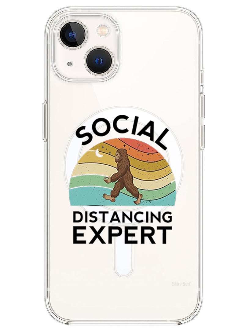 Theodor Magnetic Case for iPhone 14 6.1-inch Compatible with MagSafe Wireless Charging, Shockproof Phone Bumper Cover Social Distancing expert black copy - Image 1