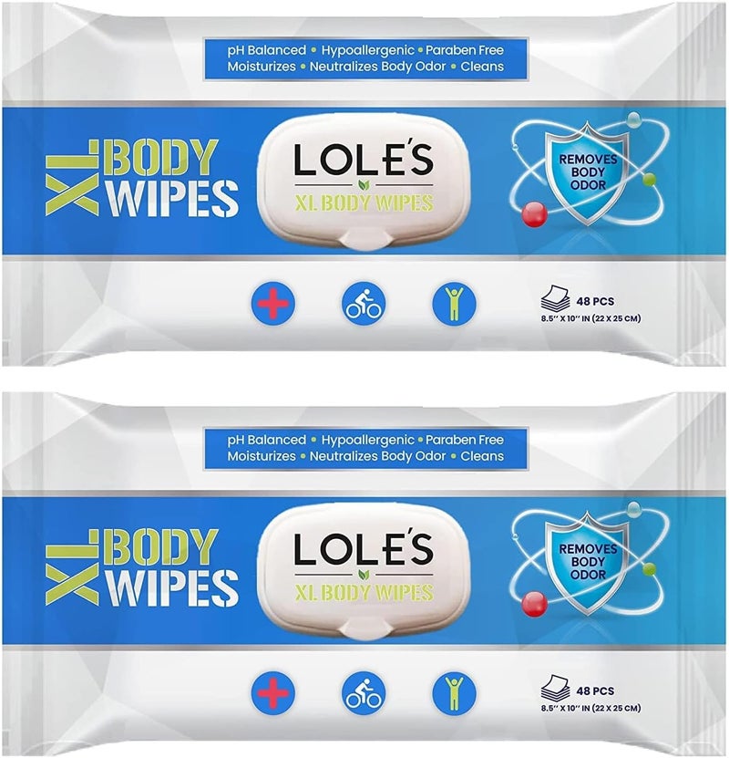 LOLE'S Body Wipes XL - Wet Wipes for Adults, 192 Count - 4 x 48, Adults No Shower, Adult Bed Bath, Incontinence Wipes Large & Fresh, Paraben Free, Ideal for Camping, Gym, Travel, Hospital - Image 1