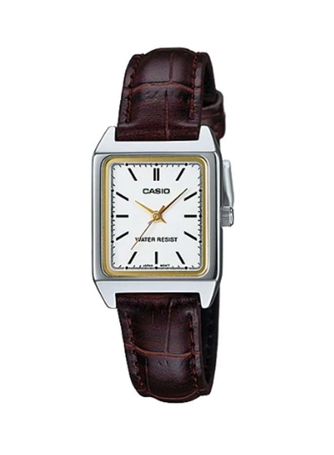 كاسيو ساعة يد نسائية من الجلد انالوج بعقارب من كاسيو LTP-V007L-7E2UDF، باللون البني - Image 1