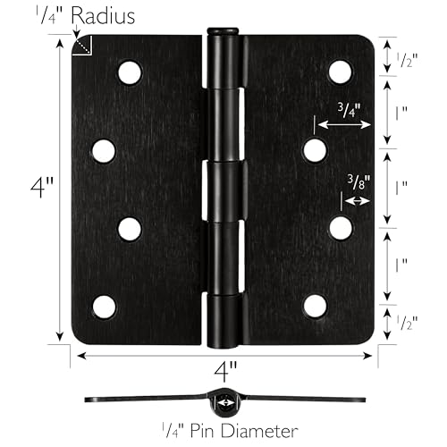 Design House Door Hinges for Interior Doors 10-Pack 4-inch x 4-inch, Design House 1/4-inch Radius Steel Door Hinge Door Hardware, Oil Rubbed Bronze, 181560 - Image 2