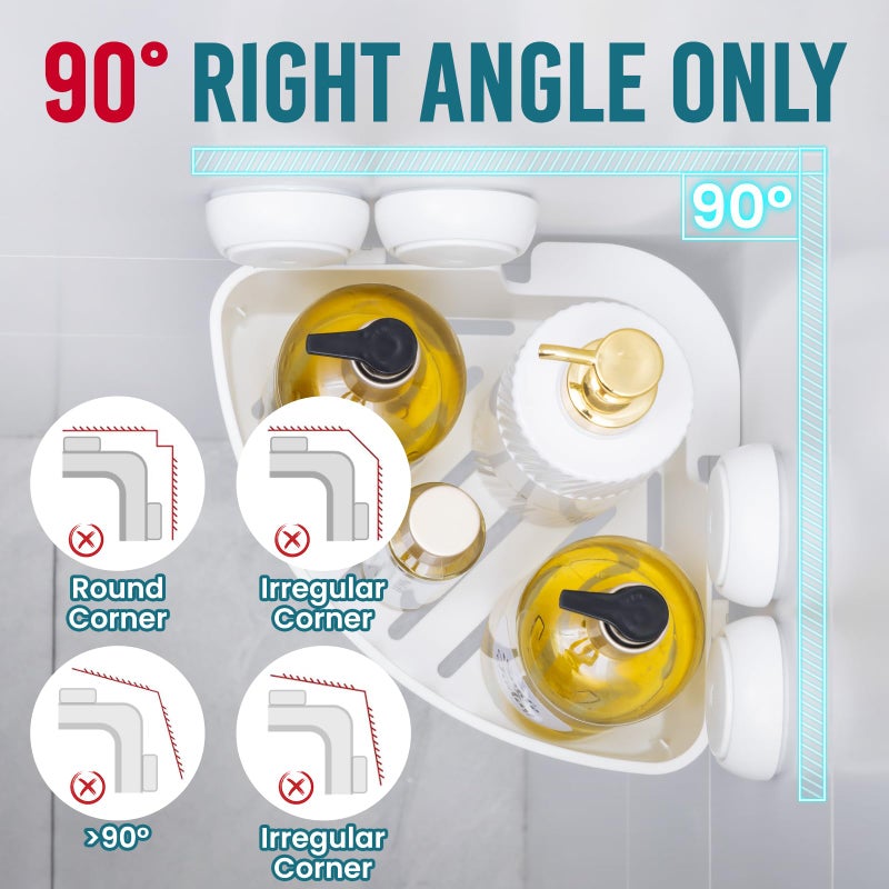 تايلي Taili شفط الزاوية دش Caddy الحمام دش الجرف سلة سلة الجدار مثبتة منظم لبلد الشامبو رف دش البلاستي - Image 3