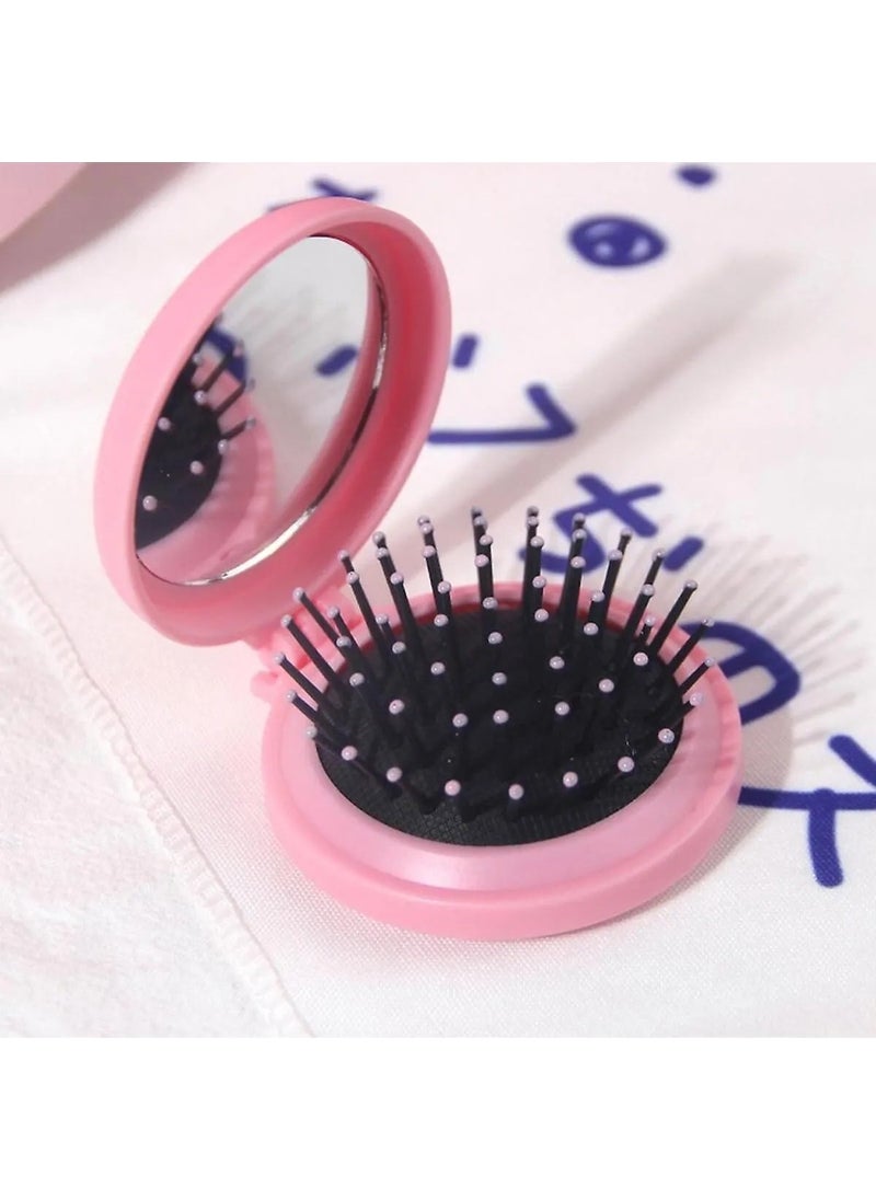Octopus Bazaar Folding Mini Mirrored Comb 3 Pieces 2 in 1 Mixed Color Round Pocket and Bag Mirror Round  - Image 2
