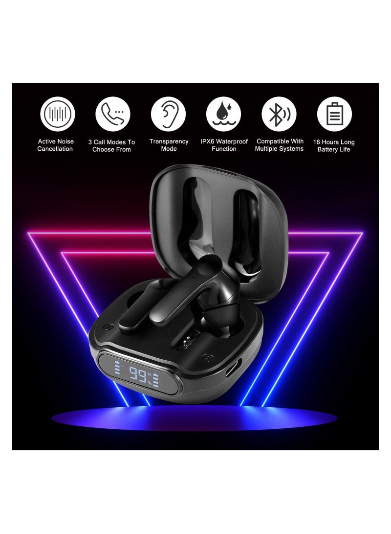 NIBEMINENT In-Ear Wireless Low Latency Bluetooth 5.1 Headphones Wireless IPX6 Waterproof USB-C LED Battery Charger Sport Android/IOS Black  - Image 3