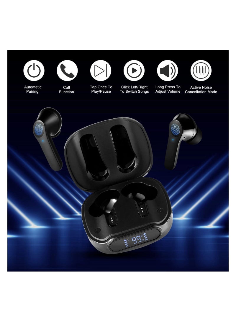 NIBEMINENT In-Ear Wireless Low Latency Bluetooth 5.1 Headphones Wireless IPX6 Waterproof USB-C LED Battery Charger Sport Android/IOS Black  - Image 4