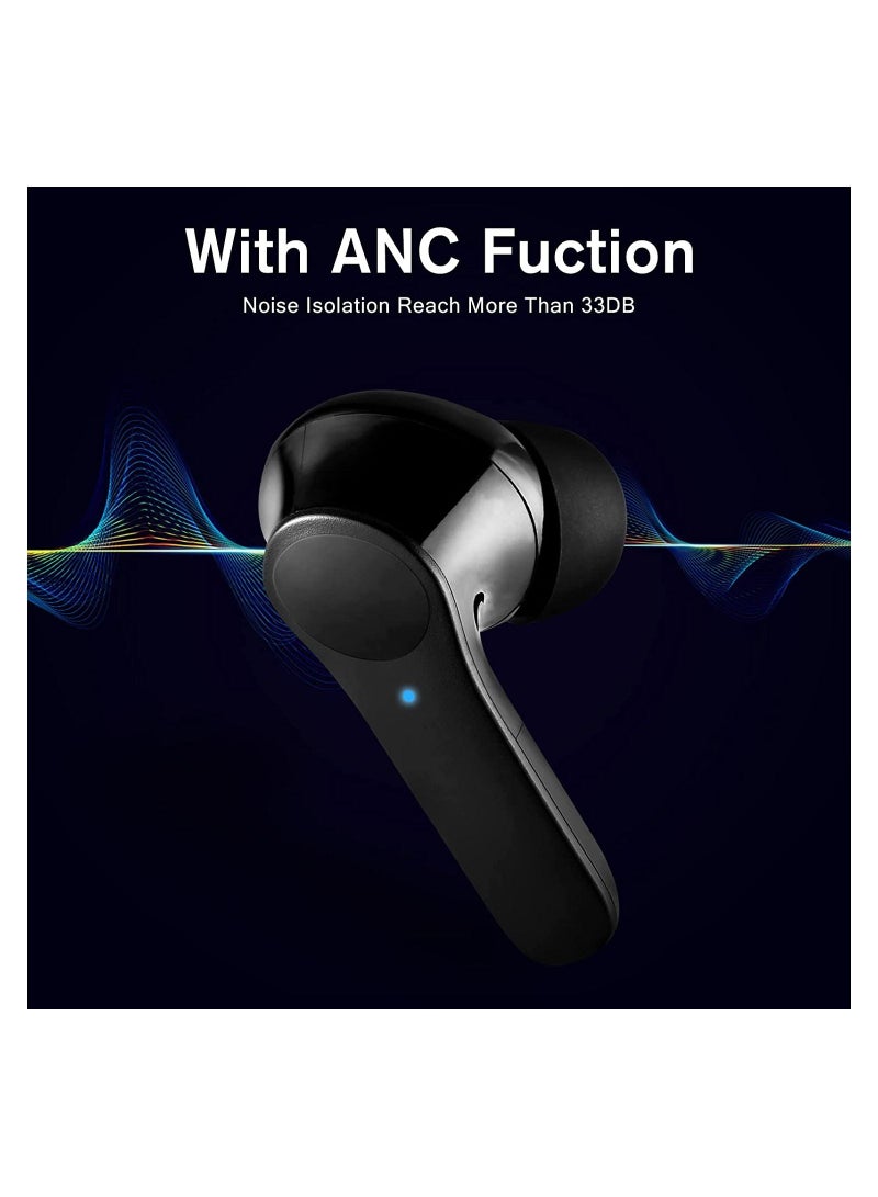 NIBEMINENT In-Ear Wireless Low Latency Bluetooth 5.1 Headphones Wireless IPX6 Waterproof USB-C LED Battery Charger Sport Android/IOS Black  - Image 2