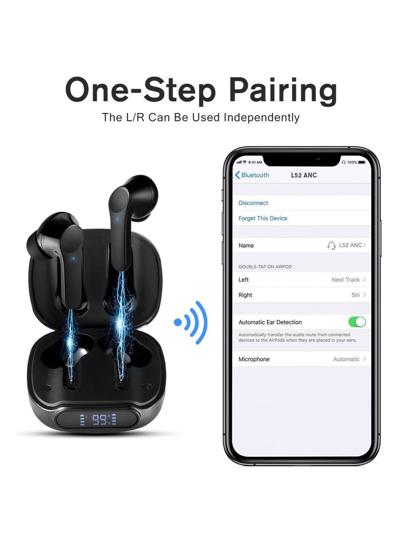 NIBEMINENT In-Ear Wireless Low Latency Bluetooth 5.1 Headphones Wireless IPX6 Waterproof USB-C LED Battery Charger Sport Android/IOS Black  - Image 5