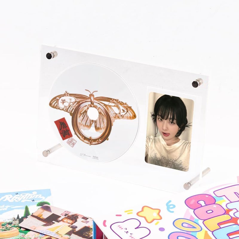 baskiss Photocard and CD Holder Stand, Acrylic Standing Display, 66 x 91 mm Card Cares Ultra Clear Trading Cases Protectors for Kpop Photocard Baseball Basketball Photo (1CD+1Card) - Image 2