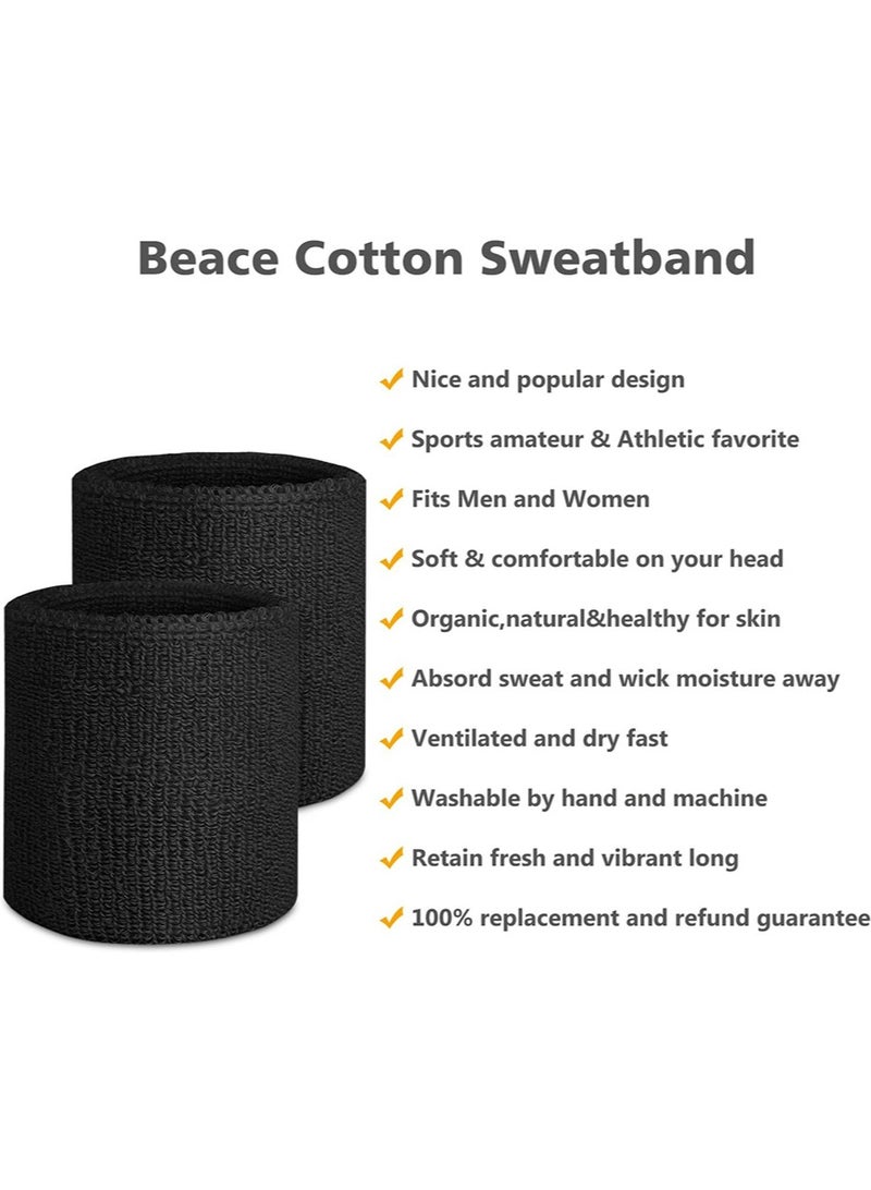 YALONG 6 PCS Sweatbands Sports Wristband for Men & Women - Moisture Wicking Athletic Cotton Cloth Sweatband for Tennis, Basketball, Running, Gym, Working Out - Image 2