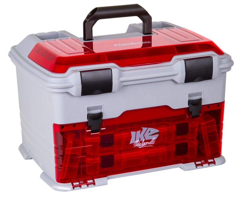 Flambeau Outdoors T5PW IKE Multiloader Tackle Box Fishing Organizer with Tuff Tainer Boxes Included Zerust AntiCorrosion Technology Translucent RedGray